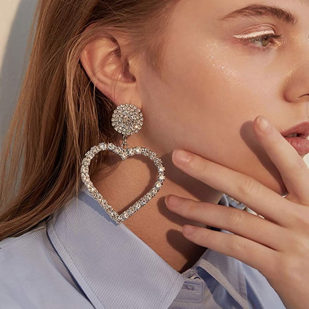 NEW Crystal Heart Drop Earrings